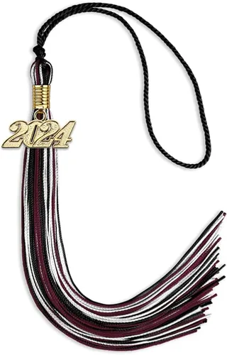 Miniatura 84 de Endea Graduation Borla mixta de triple color con gota de fecha dorada (negro/dorado/blanco, 2021)