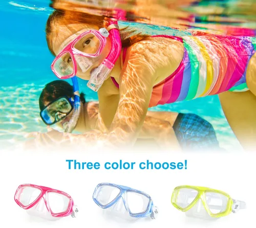 Miniatura 9 de EXP VISION Juego de 2 máscaras de buceo para adultos y niños, gafas de natación de vidrio templado con cubierta de nariz para adultos y niños