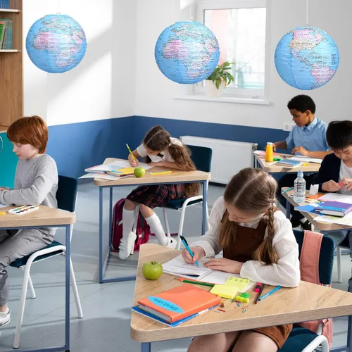 Miniatura 6 de Linternas de papel colgantes con diseño de globo terráqueo, decoraciones del Día de la Tierra alrededor del mundo, linternas de papel temáticas