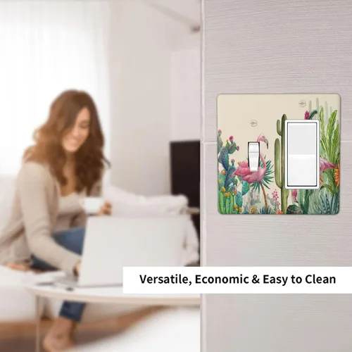 Miniatura 556 de Cubiertas de placa de pared de 3 gang con interruptor de luz de triple palanca, en negro y dorado con esplendor de oro rosa, estampado floral