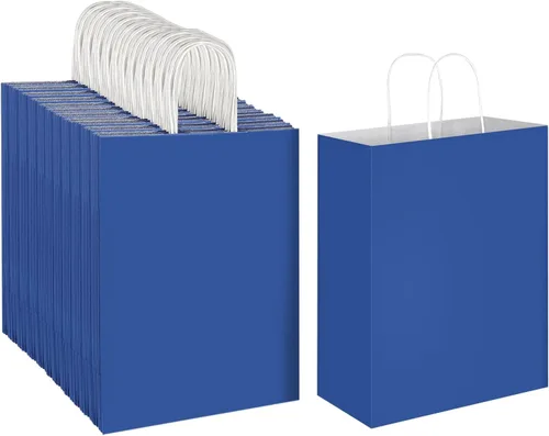 Miniatura 8 de Oikss Paquete de 100 Bolsas de Papel Kraft Marrón Natural Liso de 10x5x13 con Asas al Por Mayor para Favores de Fiestas de Cumpleaños Comestibles