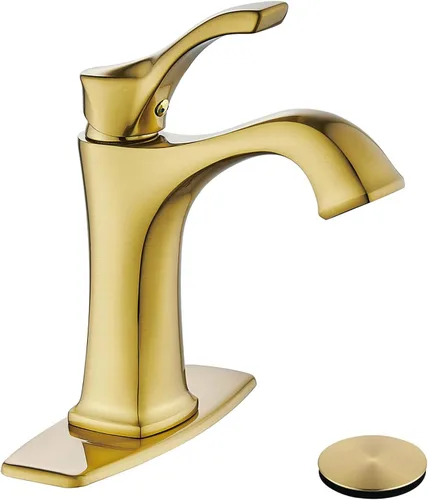 Miniatura 10 de Grifo de Baño de Níquel Cepillado, Grifo de Lavabo de Baño Centerset de Una Sola Manija Sanliv con Desagüe Pop-Up y Placa de Cubierta