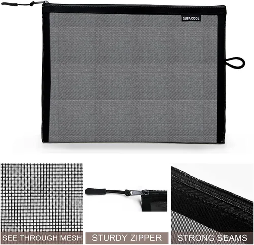 Miniatura 7 de SUPACOOL Bolsa de maquillaje de malla de viaje, bolsas organizadoras de cosméticos con cremallera, bolsas organizadoras de pañales, bolsa de nailon