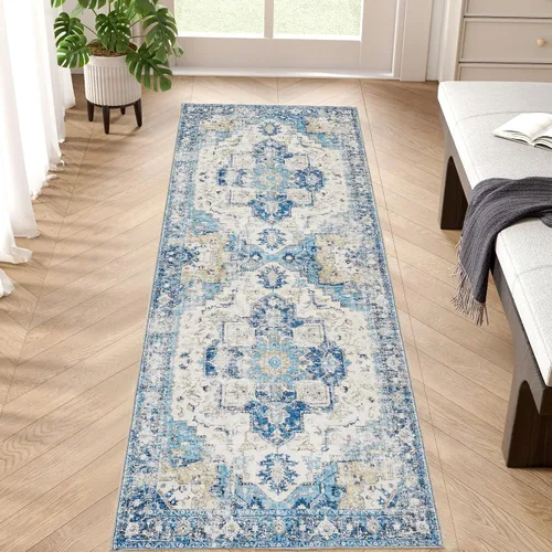 Miniatura 73 de jinchan Alfombra de Área 2x3 pies Alfombra Vintage de Entrada Lavable Bohemia Tapete Interior para Puerta Medallón Floral Tapete Pequeño para Puerta