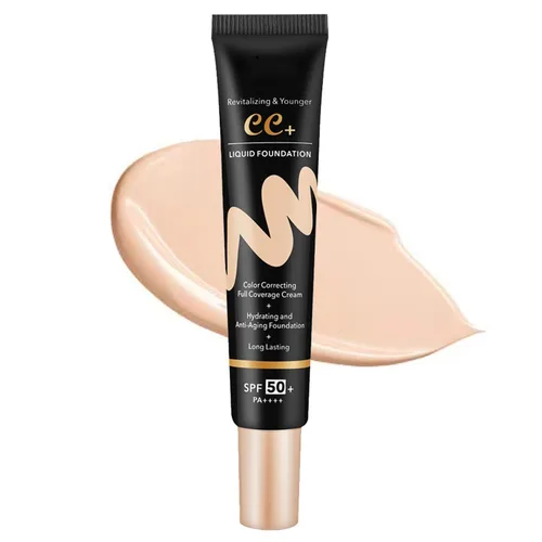 ARCHIDATE Crema CC con SPF 50, hidratante ligero mate corrector de color base CC Cream cobertura completa uniforme tono de piel, cubre manchas de la