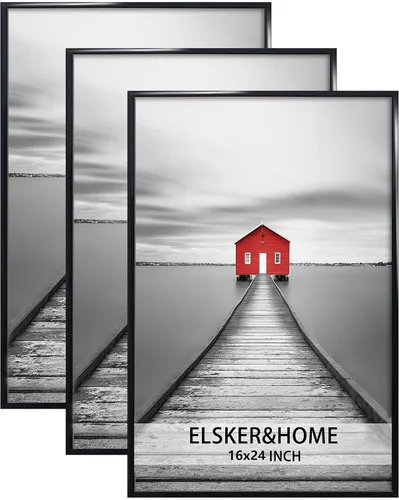 Miniatura 36 de ELSKER&HOME 18x24 Marco para Póster 3 Pack, Marco Plateado para Montaje Horizontal o Vertical en la Pared, Resistente y a Prueba de Arañazos