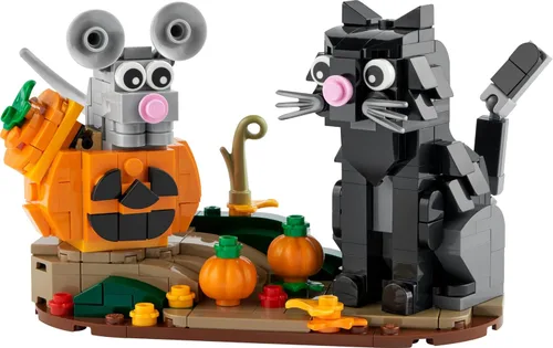 Miniatura 4 de LEGO Kit de Construcción de Halloween Gato y Ratón 40570, Decoración Fantástica de Halloween con Adorables Juguetes de Gato, Ratón y Calabaza
