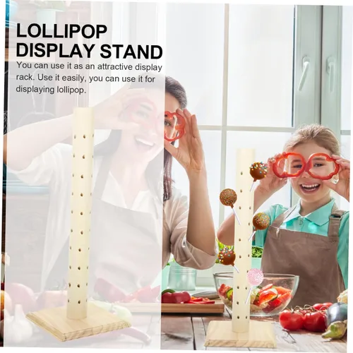 Miniatura 7 de 1 soporte de exhibición de paletas de madera, soporte resistente para postres para fiestas y eventos, práctico estante de presentación de dulces