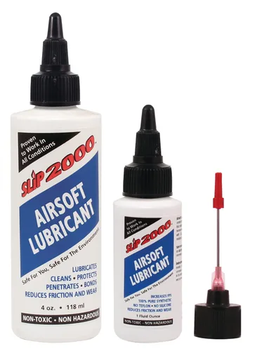 Slip 2000 Airsoft Lubricant Buddy Pack, 100% puro sintético, reduce la fricción y el desgaste, botellas de 1 oz y 4 oz, aplicador de punta de aguja