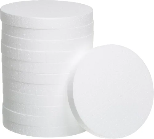 Crafare Círculos redondos de espuma de 8 pulgadas para manualidades, paquete de 5 discos redondos de poliestireno de 1 pulgada de grosor, color