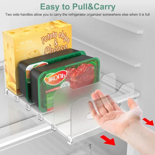 Miniatura 5 de SURETIVIAN Organizador para Congelador 30 cm Organizador Visible para Refrigerador con Divisores Removibles y Asas, Ajustable, Se Ajusta a Comidas