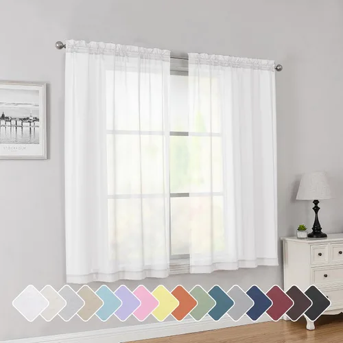 Simplebrand - Cortinas traslúcidas para filtrar la luz, con bolsillo para cortinero, 2 paneles para ventana, elegantes, sala de estar, dormitorio,