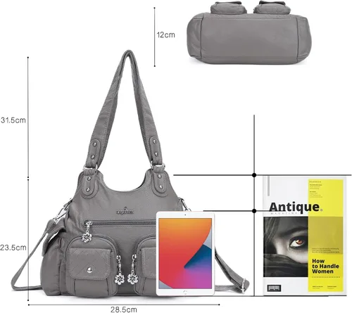 Miniatura 2 de Angel Kiss Bolsos de mano para mujer, bolso grande de piel sintética suave, con múltiples bolsillos, bolso de hombro con asa superior