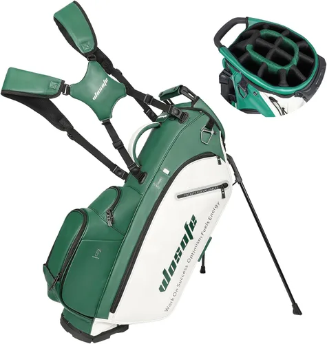 Miniatura 12 de WOSOFE PU Golf Bag with 6/14 Way Top Dividers Automatically Adjustable Dual Straps Elegant Design for Men Women Pu Golf Stand Bag with Multiple