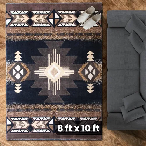 Miniatura 25 de YHSF South West - alfombra estilo nativo americano del suroeste C318 - fácil de limpiar, gruesa, suave, duradera, alfombra inspirada en tribus