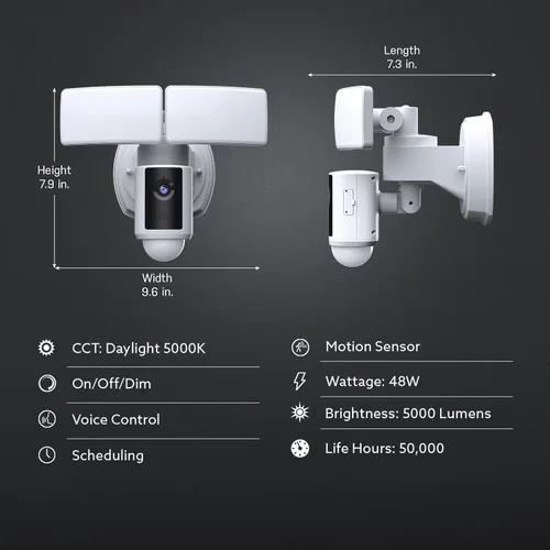 Miniatura 8 de Feit Electric SEC3000/CAM/WIFI Cámara de seguridad LED inteligente para exteriores con sensor de movimiento, audio bidireccional, reflector de 39
