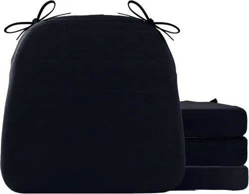 Miniatura 9 de Battilo - Cojines para sillas de comedor con lazos, almohadilla para silla de cocina para interiores y exteriores con respaldo antideslizante, cojín