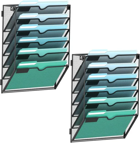Miniatura 9 de SUPEASY Organizador de archivos de pared de 6 niveles, archivos de pared colgantes para papeles, carpetas, revistas, organizador de pared