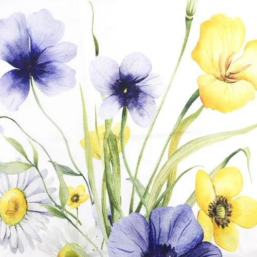 Miniatura 5 de HVEST Cortina de ducha floral azul y amarillo con ganchos, flores de primavera y mariposa sobre blanco, cortinas de ducha para decoración de baño
