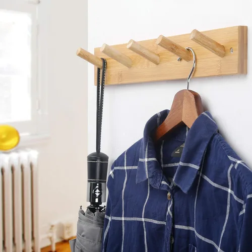 Miniatura 8 de WEBI Perchero Montado en la Pared, 16" de Agujero a Agujero, Colgador de Abrigos para Pared con 5 Ganchos para Colgar, Perchero de Ganchos Riel