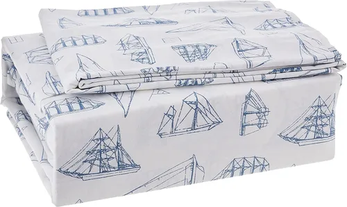 Miniatura 17 de Nautica - Sábanas tamaño King, juego de ropa de cama de percal de algodón, decoración casual para el hogar (Buoy Line Grey, King)