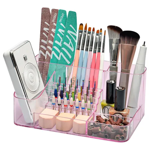 Miniatura 15 de CGBE Organizador para brocas de taladro de uñas, organizador de 28 agujeros para brocas de uñas, organizador profesional de herramientas para uñas