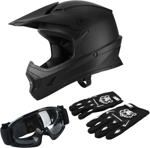 Miniatura 13 de TCT-MOTORPARTS DOT - Casco de motocross para niños y jóvenes, casco de cara completa para motocross, ATV, todoterreno, casco de cuatro ruedas, araña