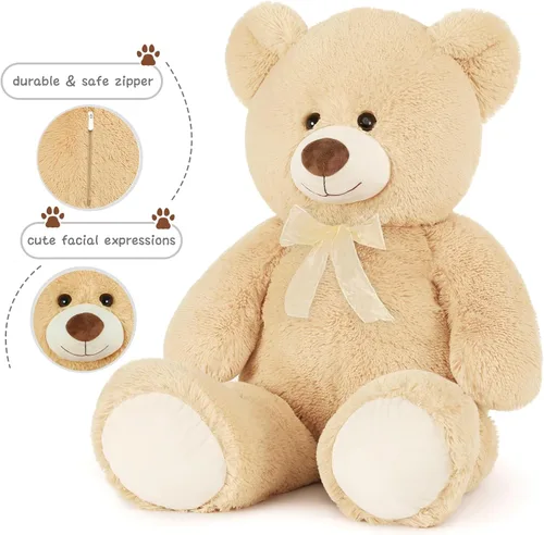Miniatura 2 de Toys Studio - Adorable oso de peluche gigante, de 36 pulgadas, color gris, felpa suave, para novias y niñas Beige