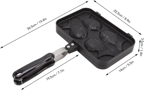 Miniatura 2 de Tissting 8.9 x 14.4 x 1.4 pulgadas Taiyaki Fish 4 bandejas en forma de pastel para hacer gofres, molde doble antiadherente Taiyaki doble bandeja