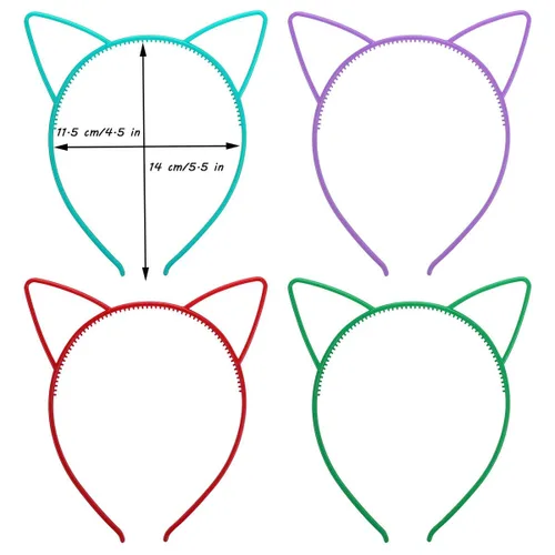 Miniatura 3 de Tbestmax 24 diademas de plástico para orejas de gato, aros para el pelo, decoración diaria, fiesta, conejo, gato, lazo, accesorios para mujeres