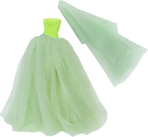 Miniatura 8 de Ropa de muñeca para niña de 11.5 pulgadas, vestido de fiesta de noche con velo largo en blanco y negro