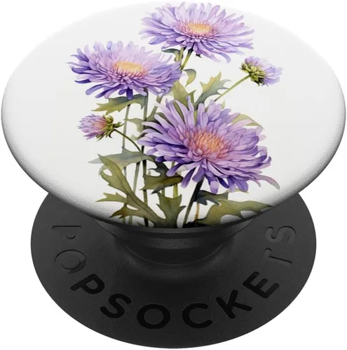 purple aster flowers Acuarela PopSockets Estándar PopGrip