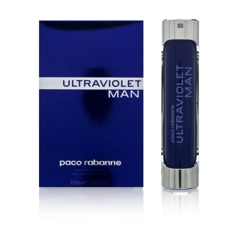 Paco Rabanne - Perfume ultravioleta para hombre, fragancia oriental amaderada, se abre con notas de menta y especias, mezclado con ámbar y vetiver,