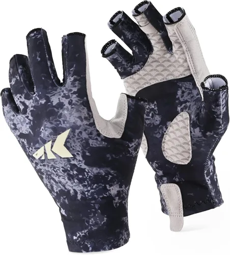 Miniatura 17 de KastKing La Sal Guantes de pesca UPF50+ Guantes de sol Guantes de protección UV Guantes sin dedos para hombres y mujeres para exteriores, kayak