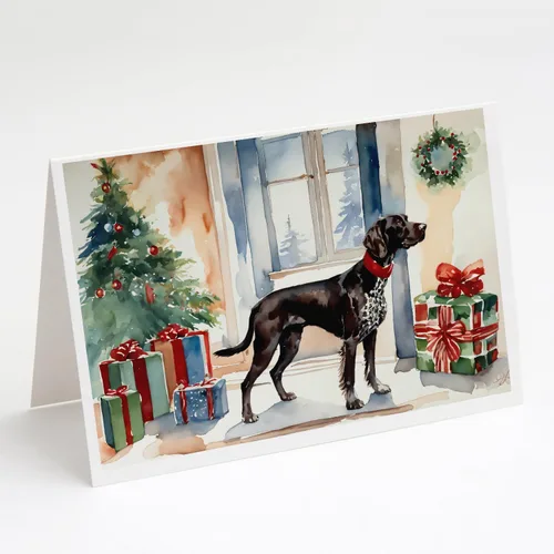 Miniatura 122 de Caroline's Treasures DAC2753GCA7P Paquete de 8 tarjetas de felicitación navideña acogedora de Husky siberiano Tarjetas en blanco con sobres