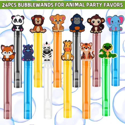 Miniatura 5 de 24 varitas de burbujas de animales para decoración de baby shower, temática de safari y selva, suministros de fiesta, relleno de bolsas de regalo