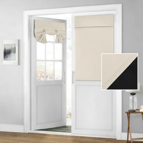 Miniatura 55 de HOMEIDEAS Cortinas 100% Opacas para Luces Laterales de Puerta Principal, Cubierta de Ventana de Puerta de Aula, Persianas de Privacidad