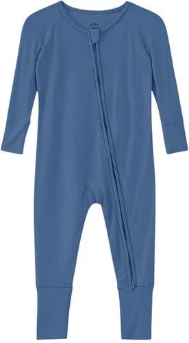 Miniatura 11 de Pijama de viscosa de bambú sin pies para niños y niñas, pijamas con cremallera para dormir y jugar, mameluco - 0-24 meses