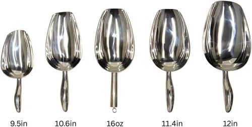 Miniatura 5 de LEMONSODA Cuchara de hielo de acero inoxidable – 14 onzas – Metal inoxidable – Ideal para bar, hielo, harina, café, recipientes – Cuchara de hielo