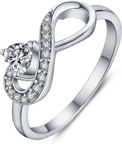 Anillo Jo Wisdomo de compromiso. de plata esterlina, con corazón e infinito, anillo de amistad, para ella