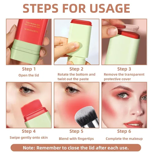 Miniatura 4 de HOSAILY Rubor en barra en crema para mejillas, maquillaje multiusos para ojos, labios, cara, humectante sólido tintado apto para viajes, rubor suave