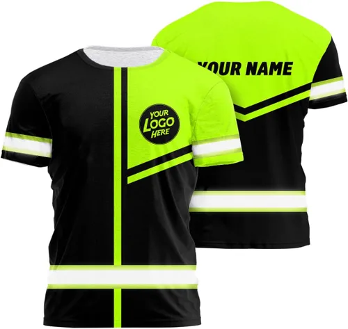 Miniatura 15 de Empresa, Equipo Uniforme Camisa de Alta Visibilidad para Hombres Camisa de Seguridad Logotipo Personalizado Nombre con Cintas Reflectantes AMZ02