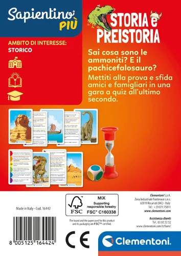 Miniatura 3 de Clementoni - Sapientino Testa Prehistoria Juego Educativo 6 Años, Quiz, Flashcards Historia-Made in Italy, Color Italiano, 16442
