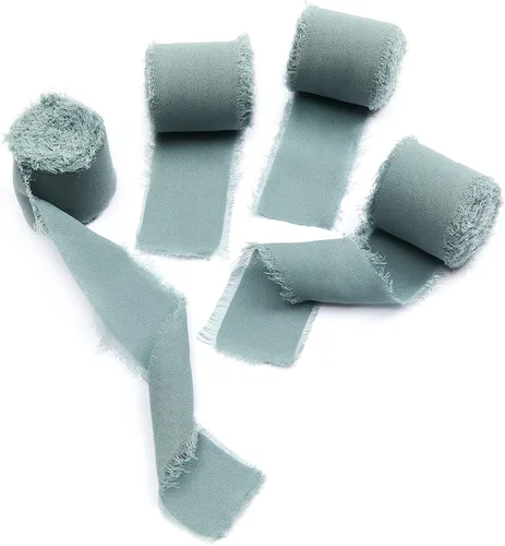 Miniatura 9 de 4 rollos de cinta de seda hecha a mano con flecos de 1.5 pulgadas x 5 yardas (4 rollos de 20 yardas) para invitaciones de boda, ramos de novia