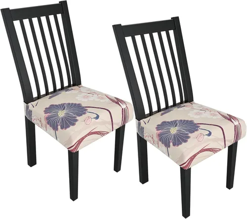 Miniatura 143 de Juego de 4 fundas elásticas para sillas de comedor, fundas para sillas de comedor con estampado floral, fundas para asientos de sillas con estampado