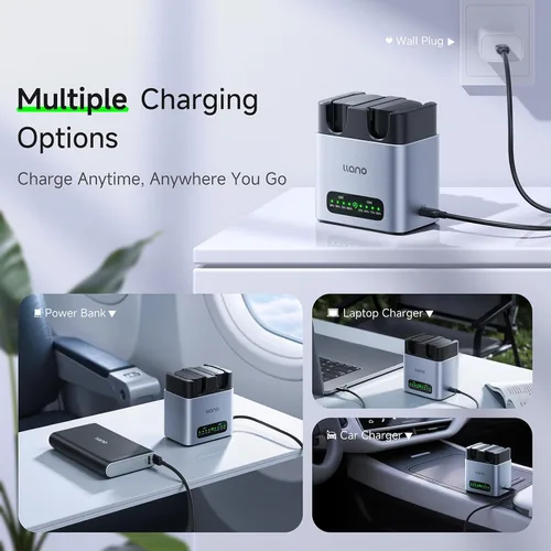 Miniatura 7 de llano Paquete de 2 baterías LP-E6NH de 2400 mAh y cargador rápido de 20 W de doble ranura para cámara Canon EOS R5/R6/R7 Mark II, 5D/6D/7D Mark