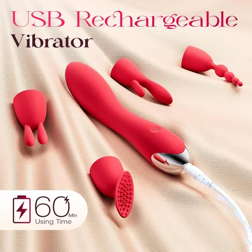 Miniatura 9 de MOOLIGIRL Kits de vibrador de consolador, juguetes sexuales para mujeres, juguete para adultos con 4 cabezales de silicona de repuesto para solos