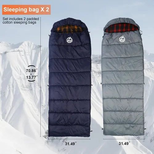 Miniatura 3 de Northroad 9PCS Camping Tent Kit, Including 1 2/3 Person Dome Tent, 2 Sleeping Bag, 2 Sleeping Pad/Camping Mat, 2 Single Camping Hammock with 2 Tree