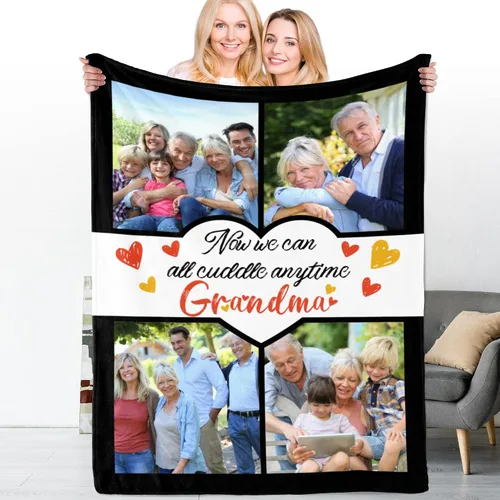 Miniatura 10 de Manta personalizada con corazones con fotos para mamá papá, manta personalizada para la cama, manta de forro polar, regalo para la familia, regalo