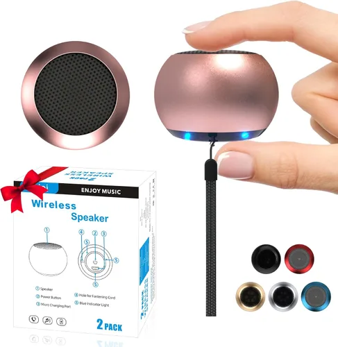 Miniatura 10 de Paquete de 2 mini altavoces portátiles, altavoces pequeños Bluetooth, micro altavoz inalámbrico para teléfono/PC/tableta, batería recargable